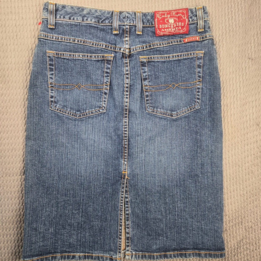 Lucky Brand Dungarees‎ Denim Midi Skirt Blue Medium Wash Size 6 28 Made in USA - Picture 8 of 10